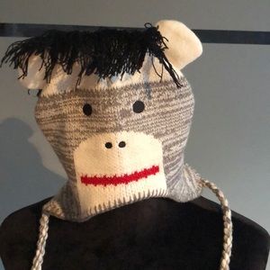 Sock monkey monkey hat never worn one size
